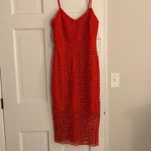 Red-Orange Lace Dress
